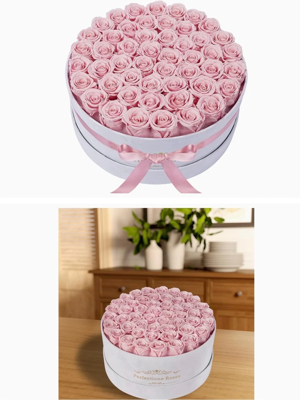 Perfection Pink Rose Hat Box Arrangement - 50 Roses